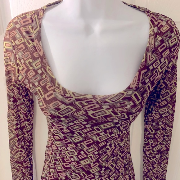 NWT Fun & Sexy Form Fitting Geometric Mesh Top - S - Picture 2 of 3